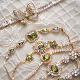 Original Olive Green Zircon Bracelet – Vintage Inspired Dainty Micro-Pave Jewelry, Unique Minimalist Design